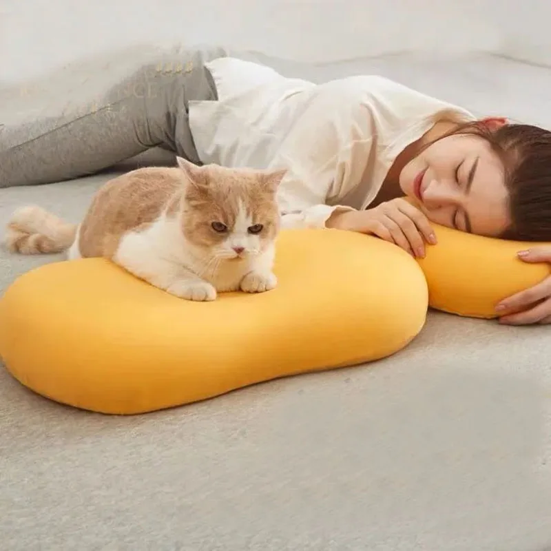 Ortopedik Lateks Kedi Göbek Yastık Yeni Yavaş Ribaund Yumuşak Bellek Uyku Oval Şekilli Relax Düzeltme Servikal Omurga Yetişkin