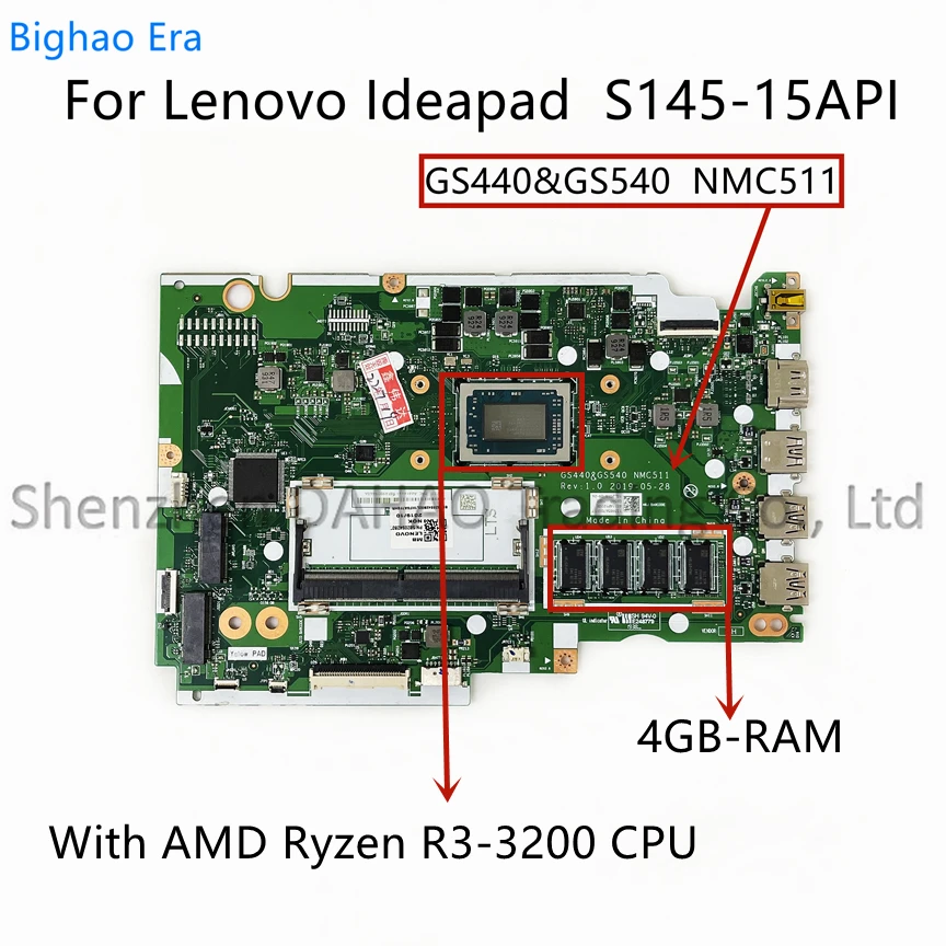 Lenovo IdeaPad S145-15API Laptop Anakart AMD R3 R5 R7 CPU 4G-RAM 5B20S42804 5B20S42806 5B20S42802 NMC511 Anakart