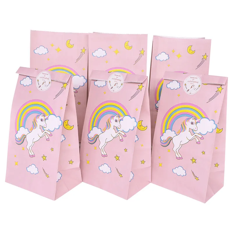 10 adet Unicorn Parti Kağıt Şeker hediye keseleri Çerez Patlamış Mısır Kutusu 1st Çocuklar Unicorn Doğum Günü Partisi Dekorasyon Bebek Duş Malzemeleri