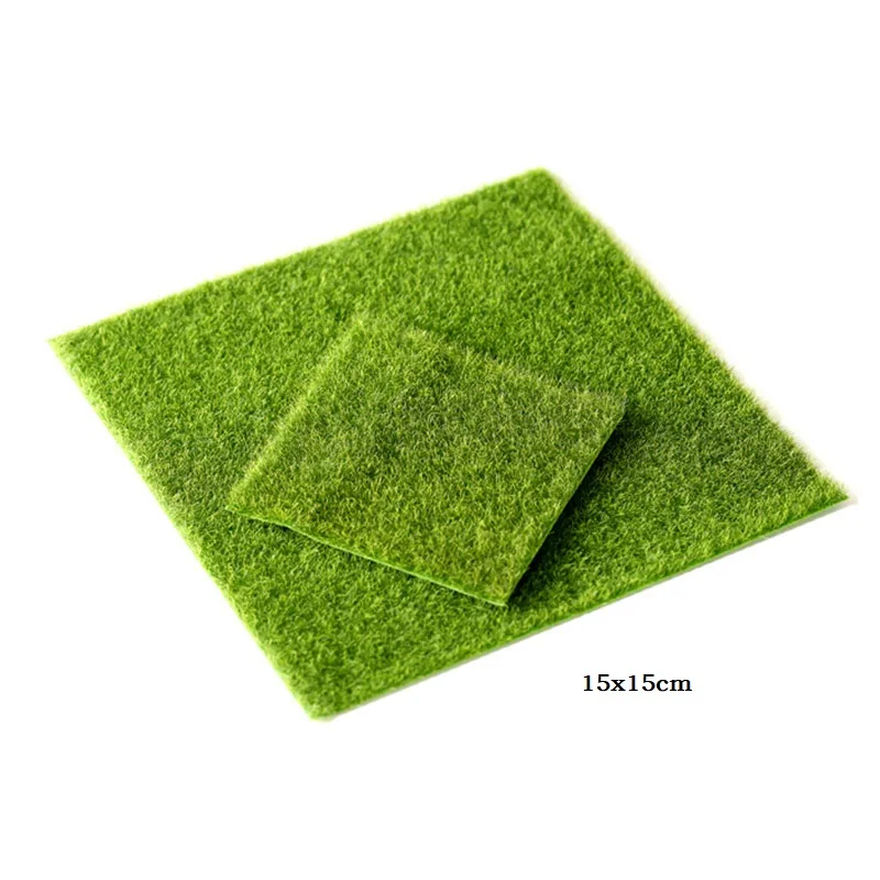 15x15cm Yeşil Mikro Peyzaj Dekorasyon Mini Peri Bahçe Simülasyon Yapay Sahte Yosun Dekoratif Çim Çim Yeşil Çim 1 Adet