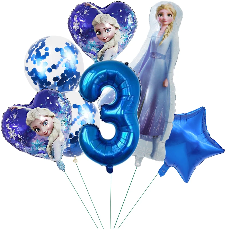 7 adet Disney Dondurulmuş Elsa Anna Prenses Balon 32 inç Numarası Balonlar Bebek Kız Folyo Globos Doğum Günü Partisi Süslemeleri Çocuk Oyuncakları