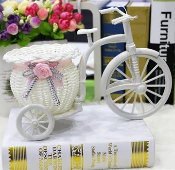 El yapımı Çiçek Vazo Rattan Bisiklet Bisiklet Çiçek Sepeti Ev Bahçe Düğün Dekorasyon Çiçek Vazo Tencere Saklama Kabı Hediye