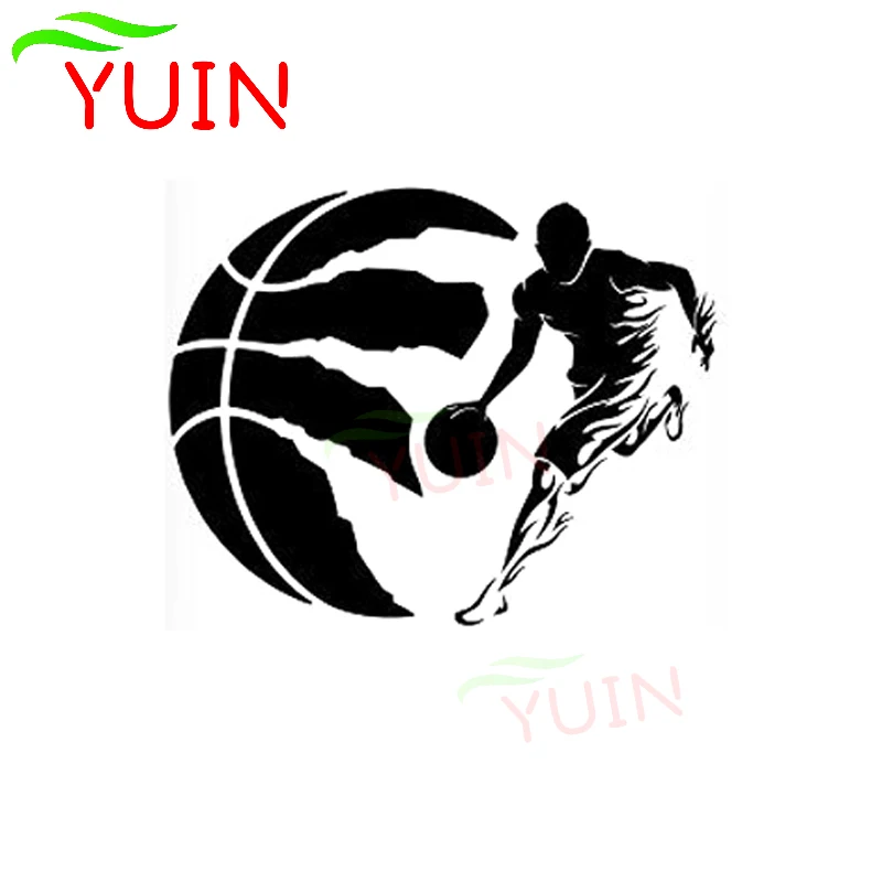 YUIN Basketbol Oyuncu Araba Sticker Moda Araba pencere dekorasyonu PVC Su Geçirmez Güneş Koruyucu Çıkartması Siyah / Beyaz / Kırmızı / Lazer / Gümüş