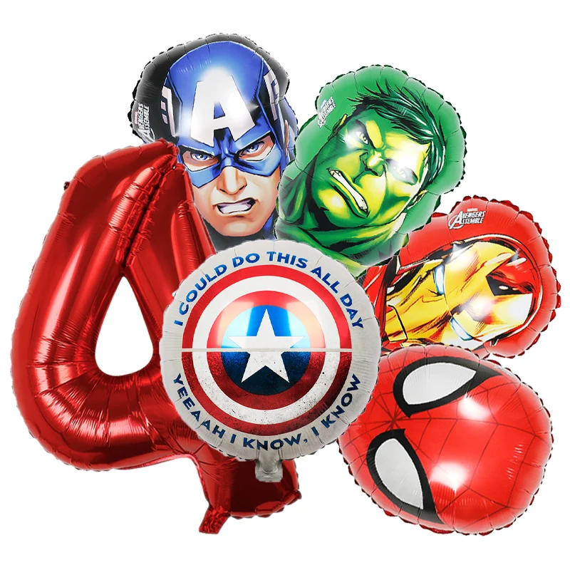 Marvel Avengers Folyo Balonlar Bebek Duş Doğum Günü Partisi Dekorasyon Çocuklar Süper Kahraman Oyuncak Örümcek Adam Demir Adam Hulk Şişme Globos
