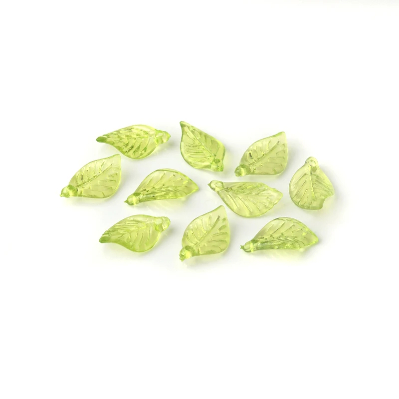 DoreenBeads 50 Adet Akrilik Takılar Yaprak Açık Yeşil Renk Kolye DIY Küpe Bilezik Kolye moda takı 18mm x 11mm