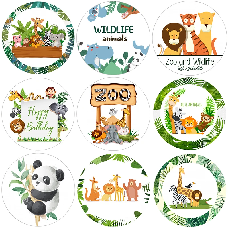 Orman Hayvan Malzemeleri Çıkartmalar Mutlu Doğum Günü Partisi Dekoru Hediye Kutusu Etiket Ambalaj Çocuklar Çocuk Orman Jungle Safari Parti Dekor
