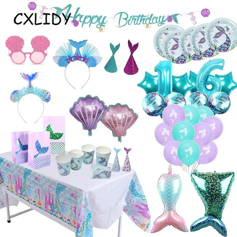 Mermaid Parti Malzemeleri Doğum Günü Sofra Mermaid Masa Örtüsü Mutlu Doğum Günü Balon Parti Malzemeleri Mermaid Kuyruk Dekorasyon