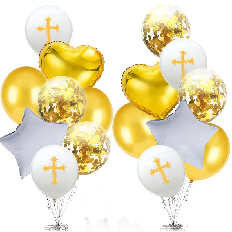Balon Paskalya Korusun Çapraz Paskalya Balonlar Parti paskalya dekorasyonu Balon Vaftiz Çatallı Komünyon İyilik Vaftiz Decotion