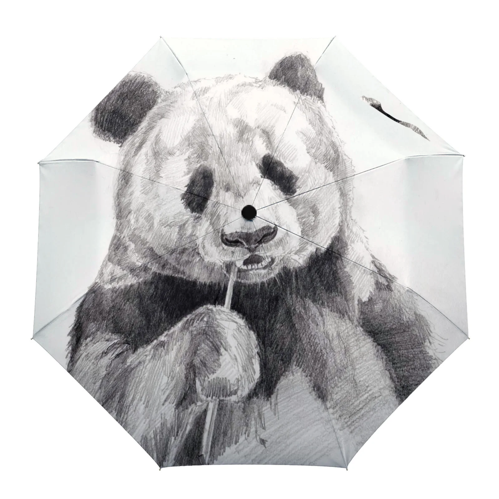 Panda Çizilmiş Kalem Çizim Tam otomatik Açık Şemsiye Sekiz İpliklerini Katlanabilir Şemsiye Güneşli ve Yağmurlu Şemsiye