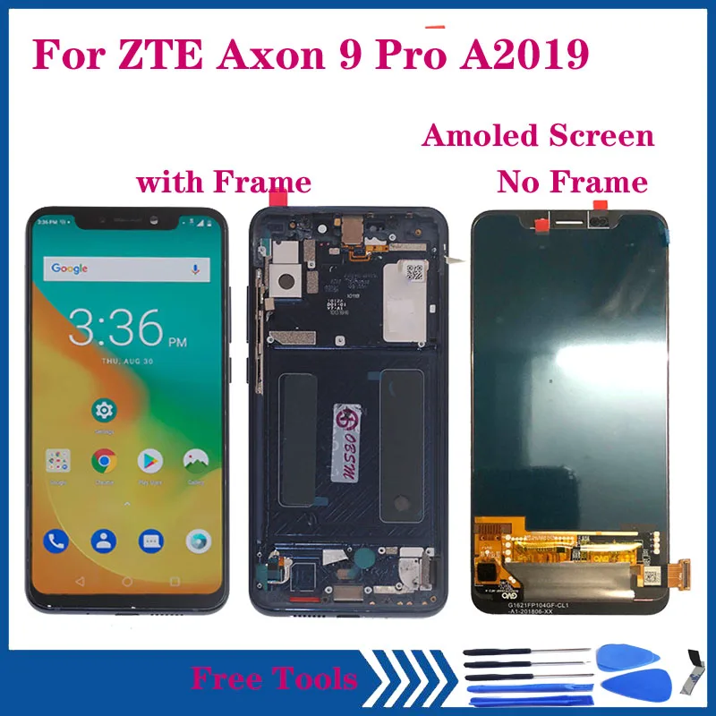 Orijinal Amoled Ekran ZTE AXON 9 pro İçin lcd ekran dokunmatik ekranlı sayısallaştırıcı grup ZTE A2019 OLED Onarım