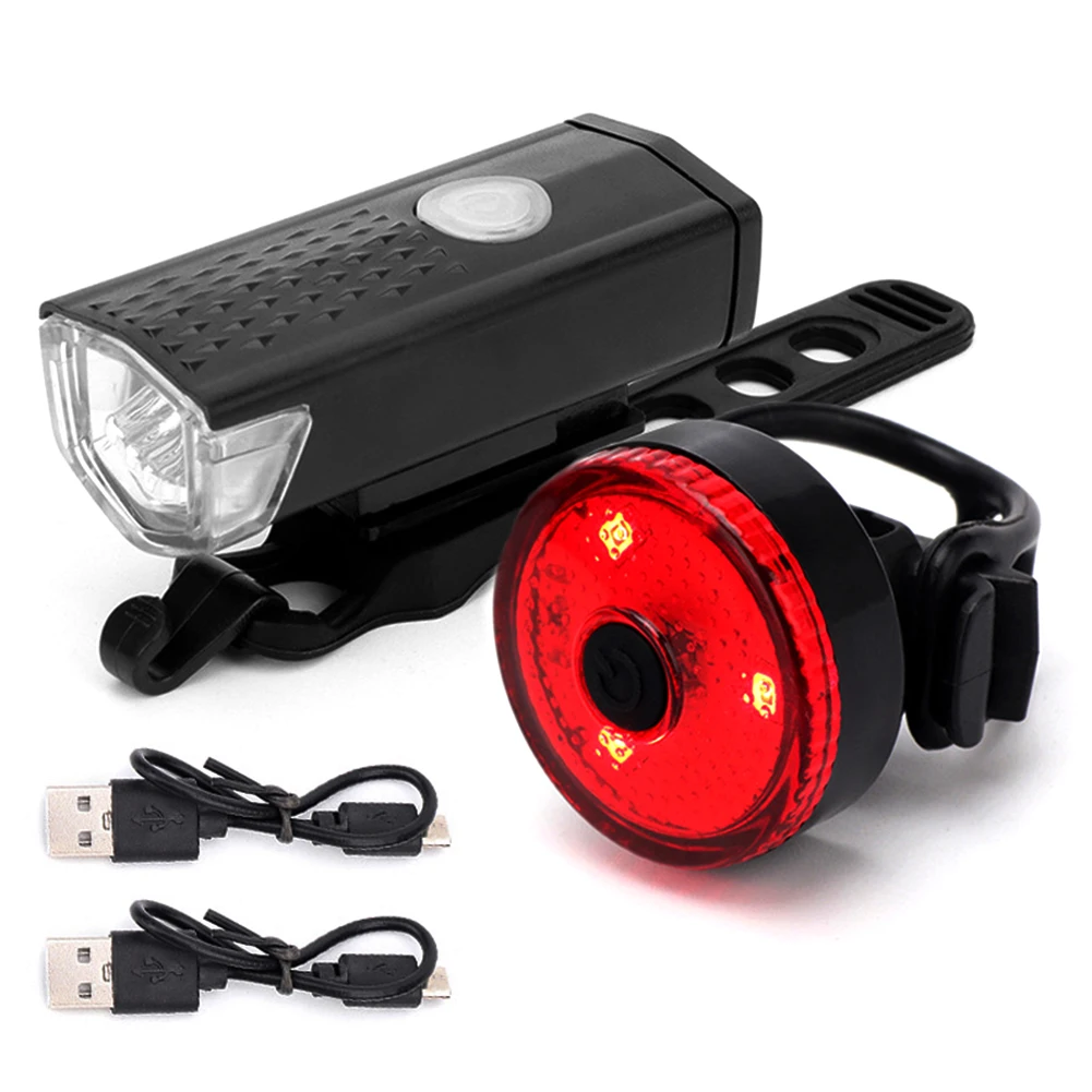 USB ile şarj edilebilir bisiklet LED arka lambası far setleri su geçirmez bisiklet ön ışıkları arka lamba gece sürme güvenlik uyarı ışığı