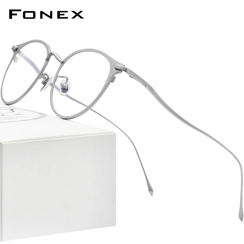 FONEX Saf Titanyum Gözlük Çerçeveleri Kadınlar için Retro Yuvarlak Reçete Gözlük Erkekler Yeni Vintage Miyopi Optik Gözlük 8509