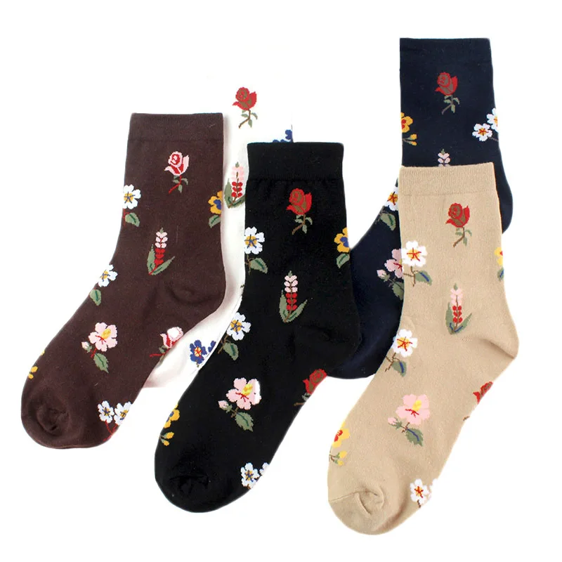 PEONFLY Moda Mutlu komik çoraplar Pamuk Yumuşak Sox Güzel Eğri Kadınlar Bayanlar Kızlar Harajuku Çiçek Sanat ayak bileği Çorap