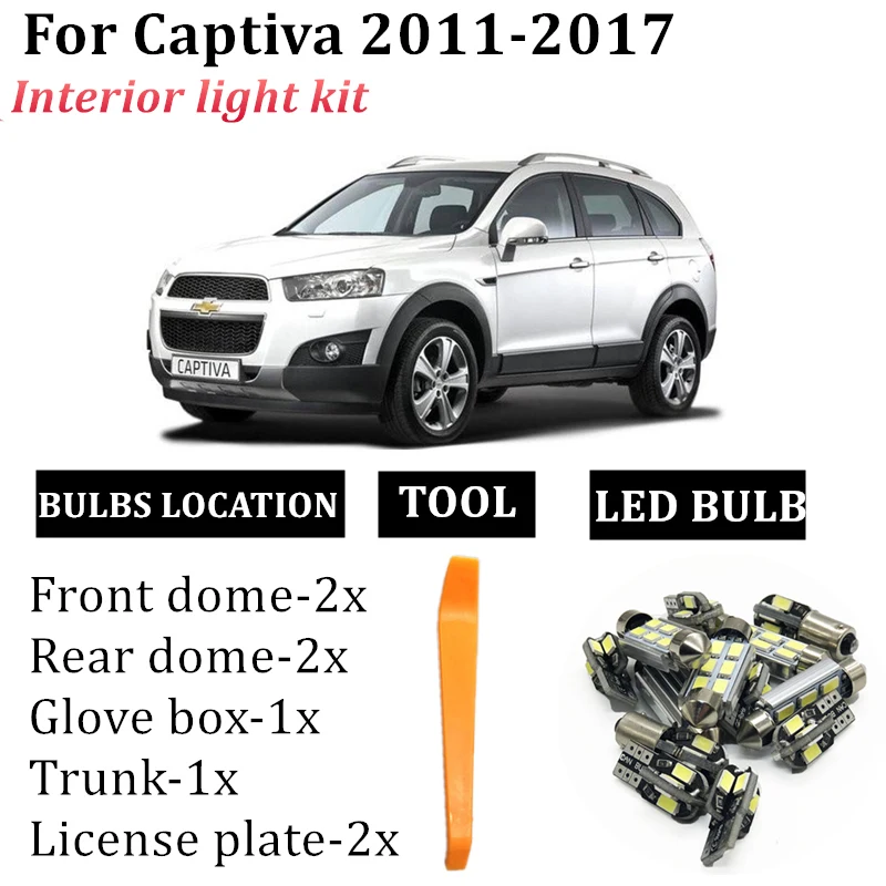 Oto iç işık kiti İçin Chevrolet chevy Captiva C100 C140 2011-2017 T10 Festoon Araba LED Ampuller Harita bagaj lambası Aksesuarları