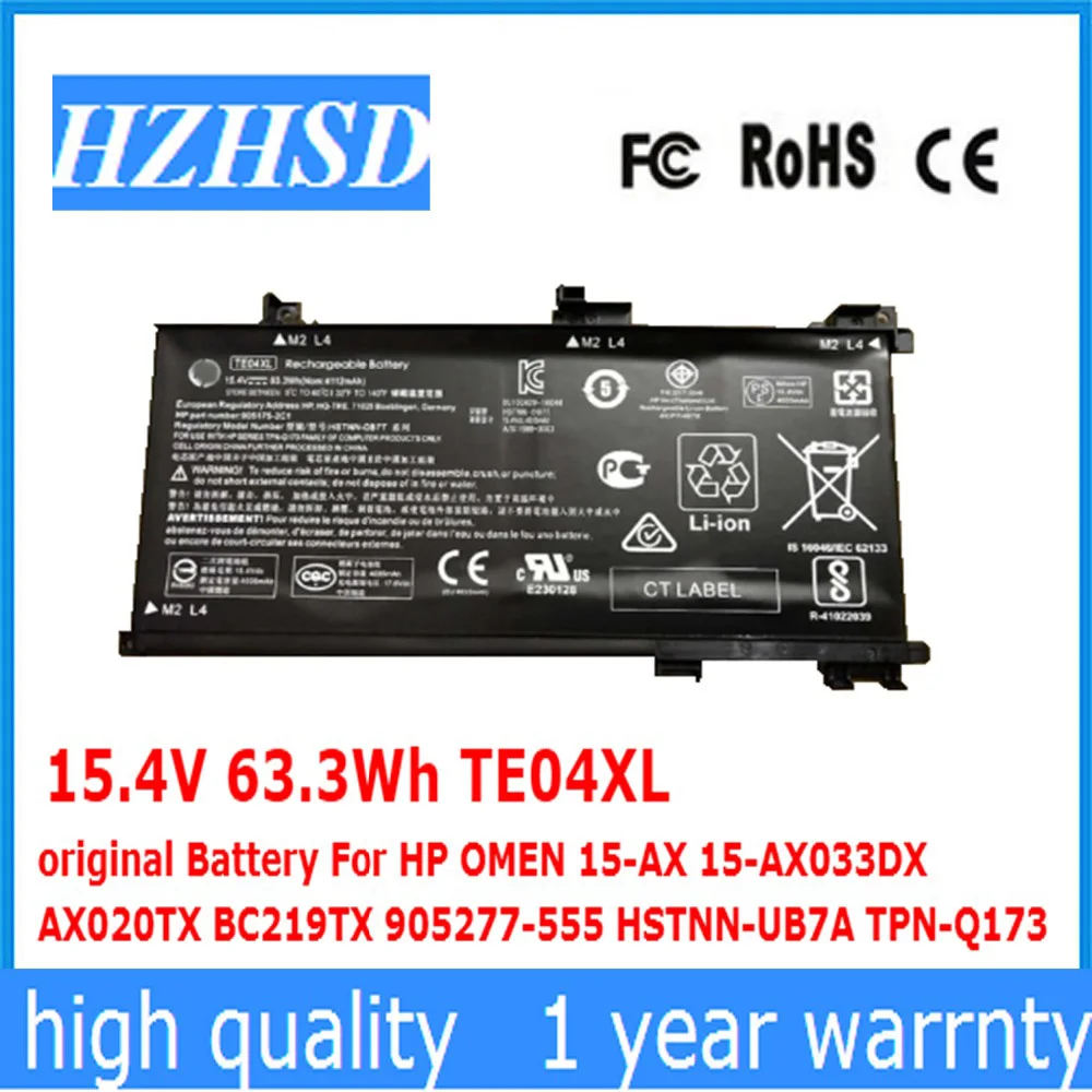 15.4 V 63.3 Wh TE04XL orijinal HP için batarya OMEN 15-AX 15-AX033DX AX020TX BC219TX 905277-555 HSTNN-UB7A TPN-Q173
