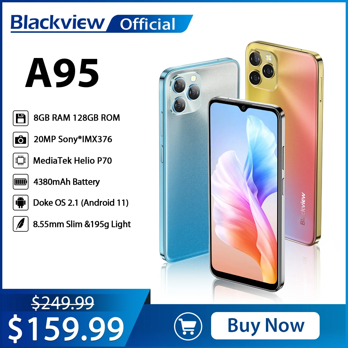 Blackview A95 Akıllı telefon Helio P70 Octa Core 8 GB 11 Cep Telefonu 128 GB 6.528