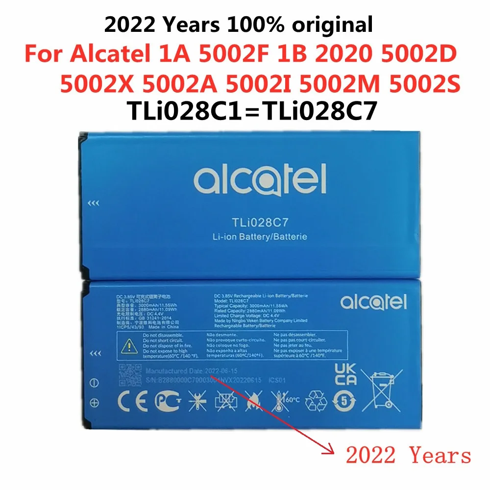 2022 yıl Orijinal Pil TLi028C1 TLi028C7 Alcatel 1A 5002F 1B 2020 5002D 5002X 5002A 5002I 5002M 5002S 3000mAh Piller