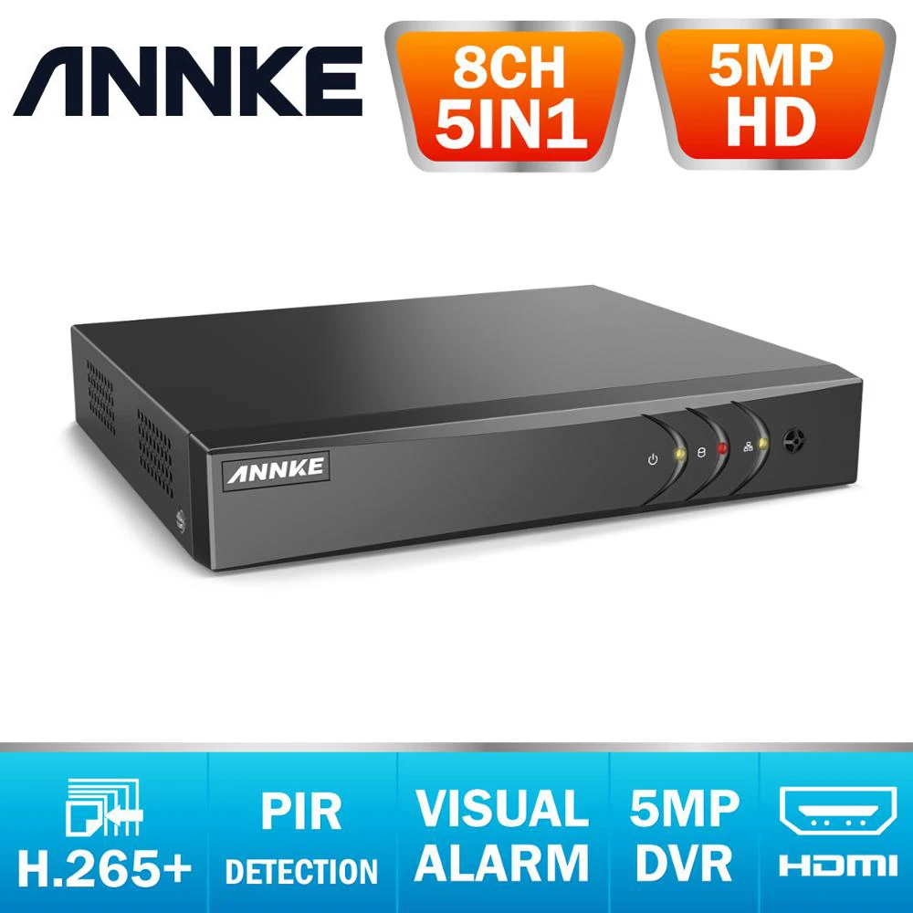 ANNKE 8CH 5MP Lite 5in1 HD TVI CVI AHD IP Güvenlik DVR Kaydedici H. 265 + Video Kaydedici E-posta Uyarısı Hareket Algılama