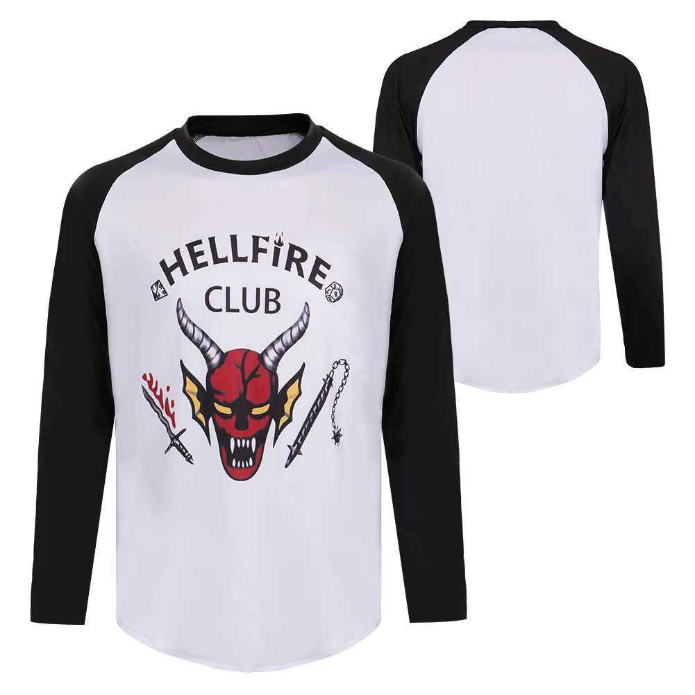 (2022) Yabancı Cosplay Şeyler Sezon 4 Hellfire Kulübü Gömlek uzun Kollu tişört Cadılar Bayramı Karnaval Elbise