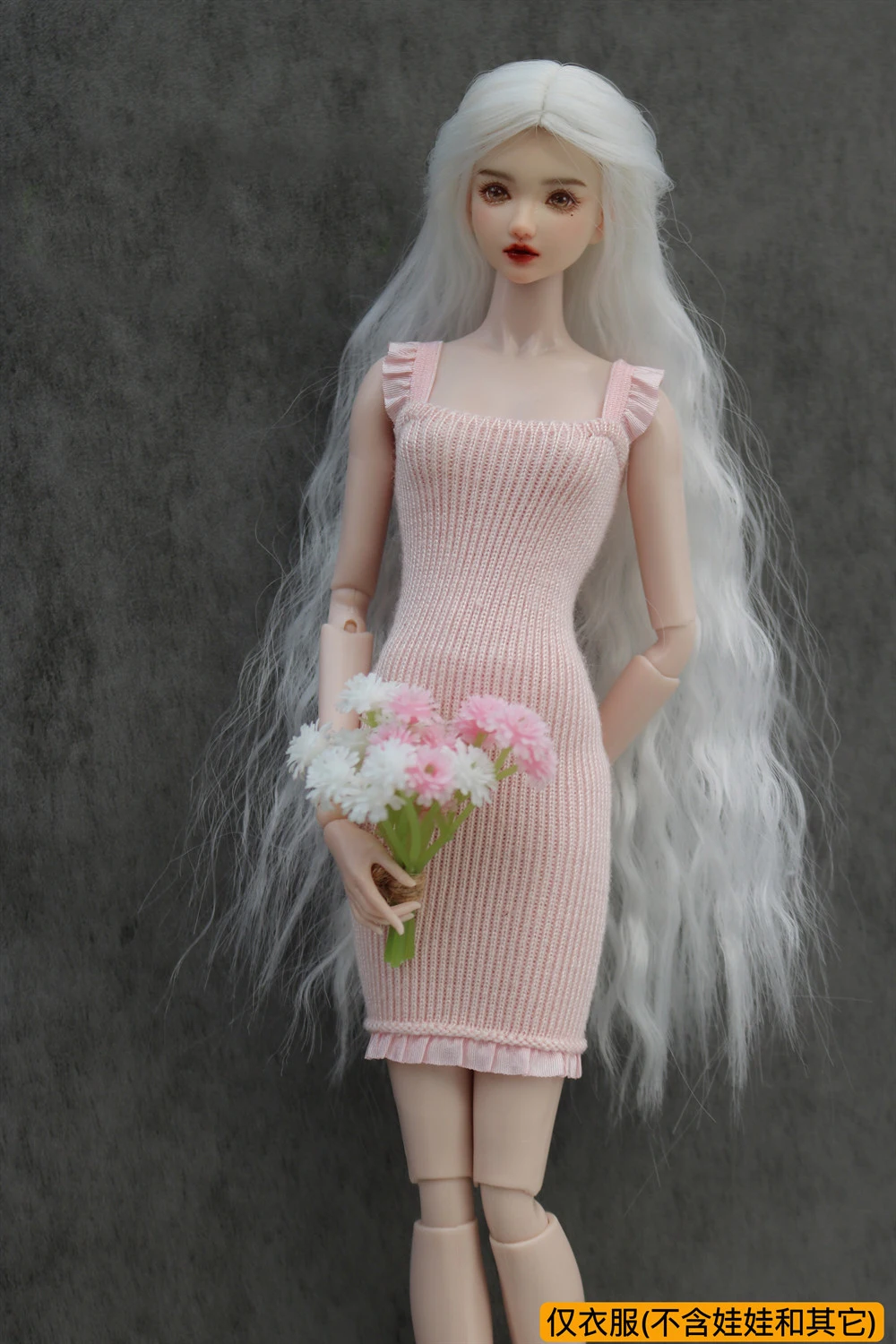 Pembe örgü İnce elbise / 100 % el yapımı 30cm bebek giyim yaz giyim kıyafet 1/6 Xinyi FR ST barbie oyuncak bebek giysileri