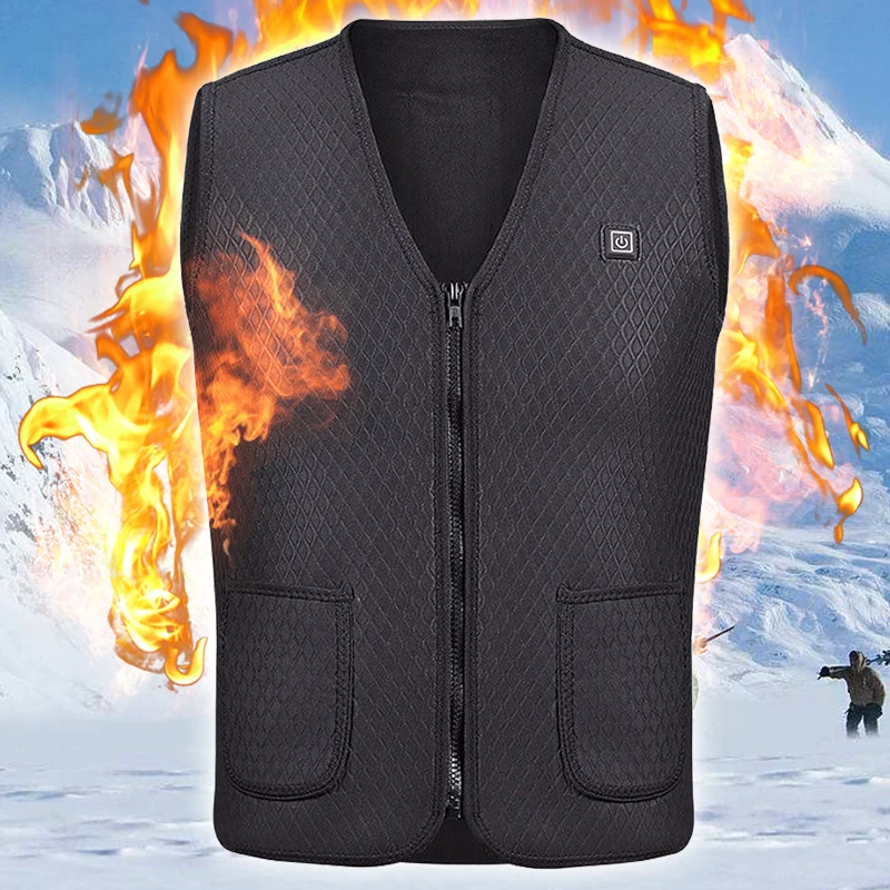 Elektrikli ısıtma yelek USB ısıtmalı sıcak tutan kaban ceket giyim kış kalınlaşmış elektrikli ısıtmalı yelek kayak avcılık kamp yürüyüş