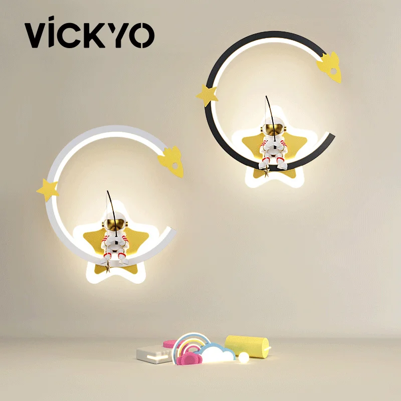VICKYO Modern Duvar Lambaları LED Kapalı Aplik Lamba Yatak Odası çocuk Odası Modern Ev Dekor Yaratıcı Astronot Gece Lambası