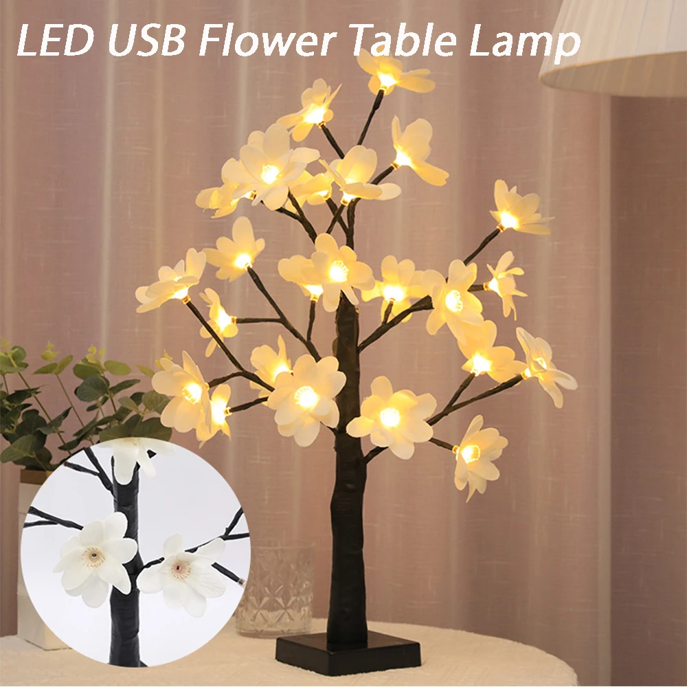 Led simülasyon çiçek masa lambası USB kumandalı noel ağacı peri ışıkları gece ışıkları yatak odası dekorasyon anneler günü hediyesi
