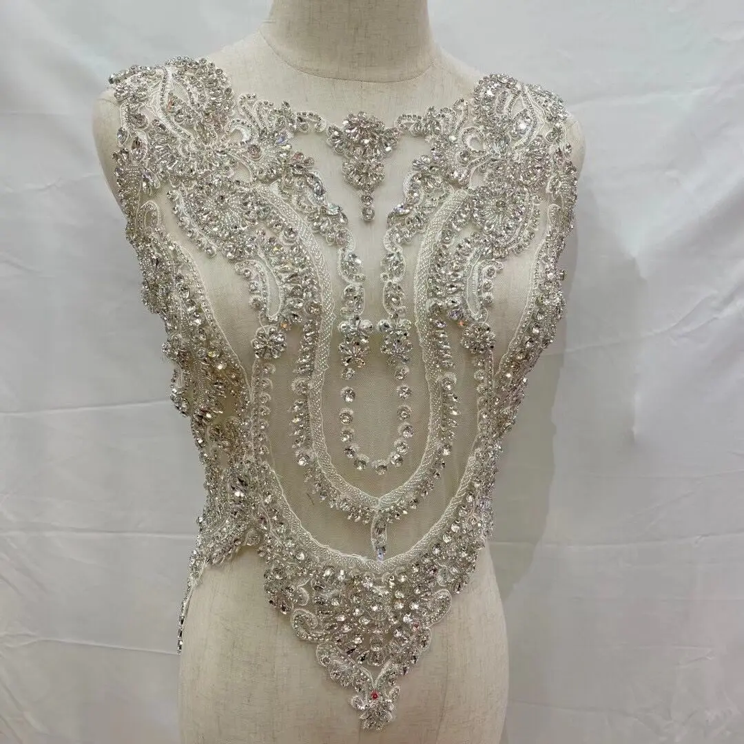 Rhinestone Kristal Aplikler SYJ - 3886815 Tül Kristal Boncuk Dantel Yaka Dantel Destekli düğün elbisesi Kemer gelin Örtüsü