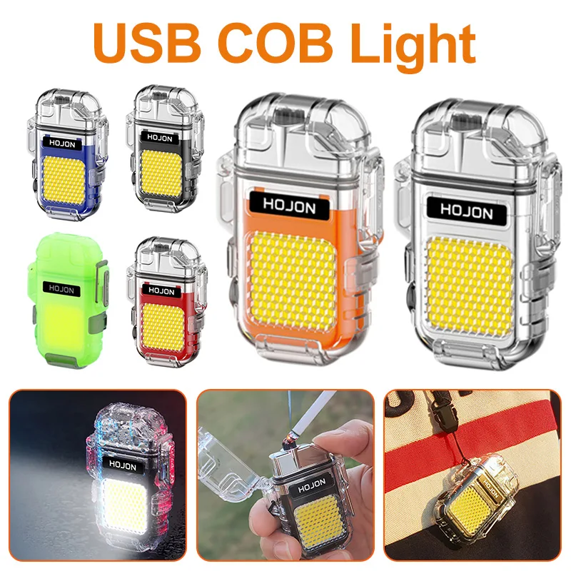 USB cob lambası Çift Elektrik Ark Çok Fonksiyonlu Cep Feneri Su Geçirmez Tip-C Şarj 3 Aydınlatma Modları Gece Sürme için