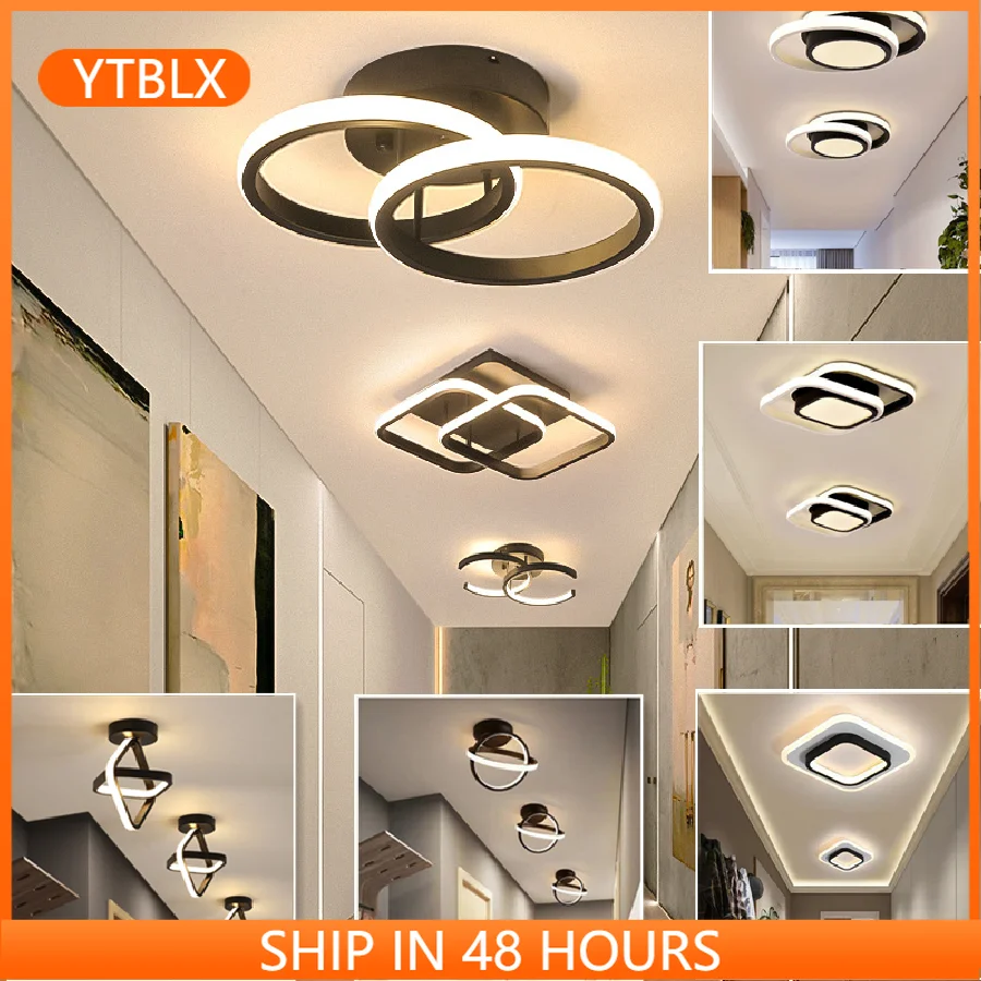 Modern LED koridor tavan ışıkları siyah beyaz koridor ışık balkon ışıkları tavan yatak odası için lamba oturma odası ev aydınlatma