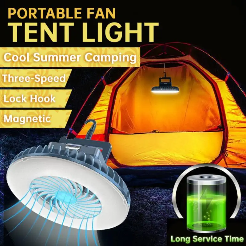 2 İn1 kamp ışık Fan su geçirmez çadır Fan şarj edilebilir kamp lambası taşınabilir USB şarj LED fan ışık açık yürüyüş aydınlatma