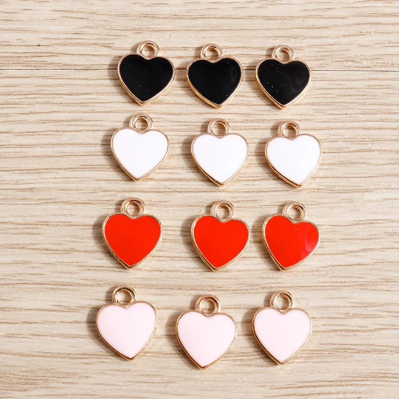 10 adet 10*12mm Emaye Aşk Kalp Takılar Takı Yapımı için DIY Kolye Kolye Damla Küpe Bilezik Anahtarlık Takı Bulma