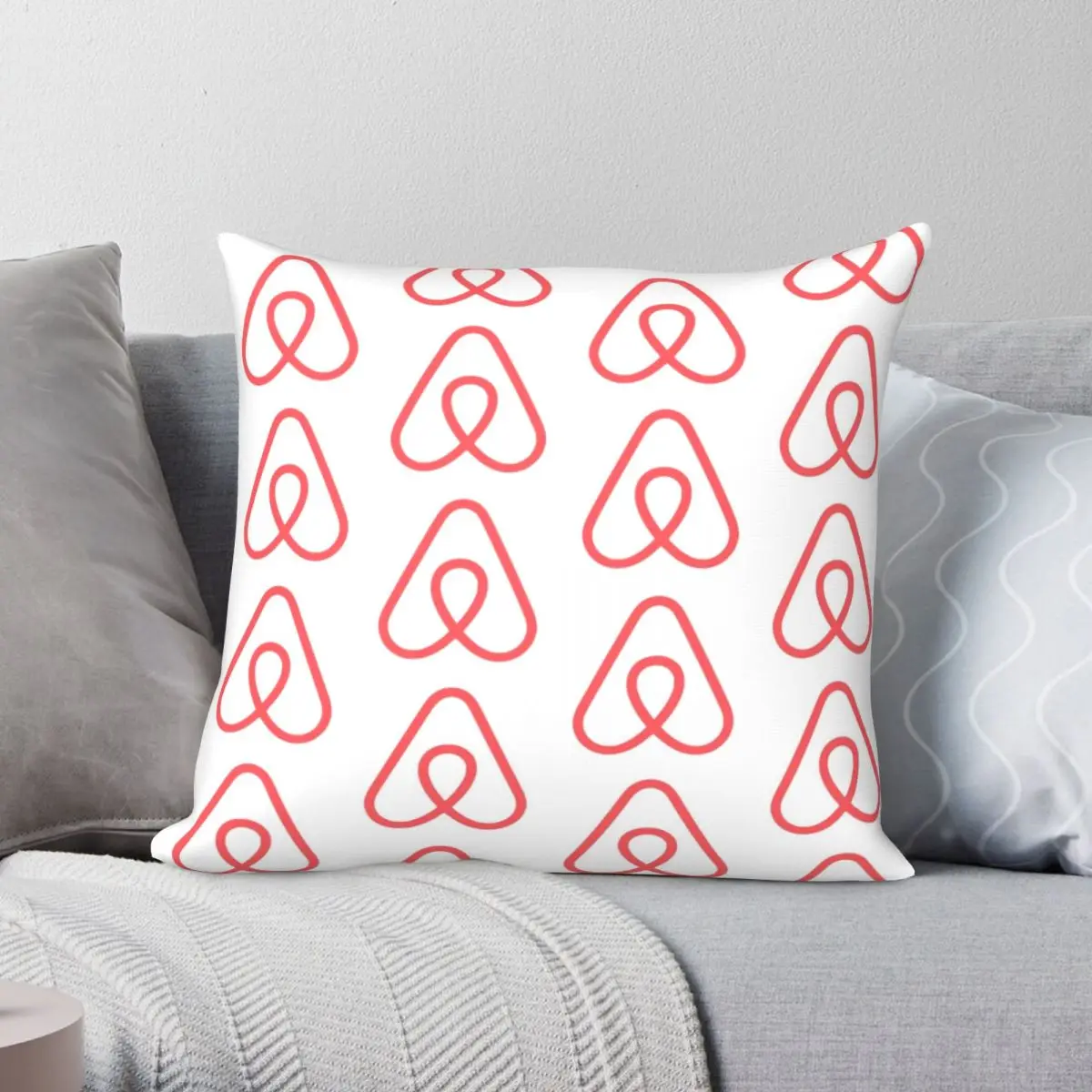 Airbnb Logo Ve Desen Yastık Kılıfı Polyester Keten Kadife Baskılı Zip Dekor Yastık Kılıfı Yatak minder örtüsü Toptan