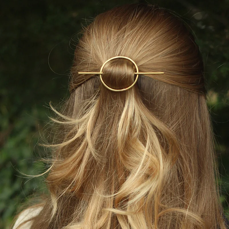 Vintage Basit Geometrik Yuvarlak Saç Sopa Kadınlar Kızlar için Metal Saç Sopa Pimleri Şapkalar Takı Gelin saç aksesuarları