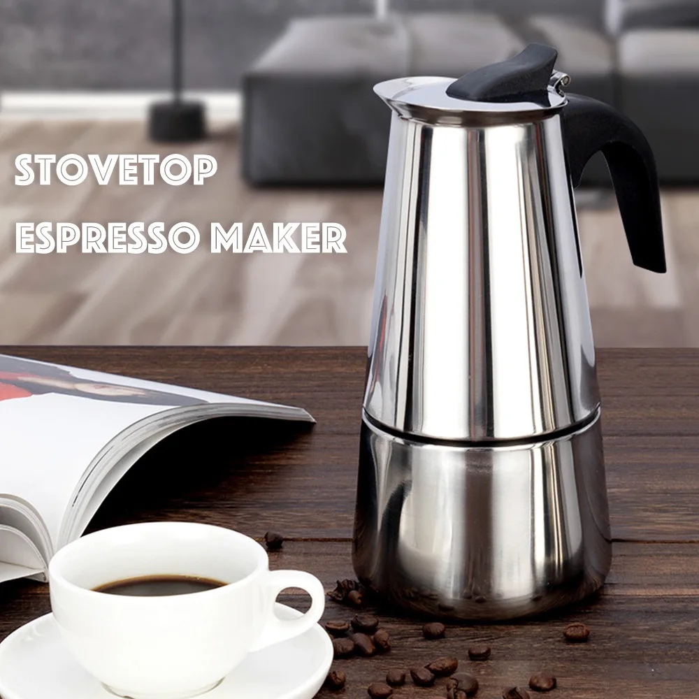 Moka Pot Paslanmaz Çelik Kahve Tencere Espresso Şofben Kahve Makinesi Soba Klasik Coffeeware Filtreler Mocha Latte Percolator