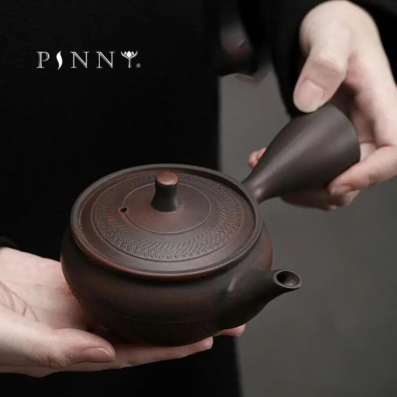 Fu Çay Pot Retro Drinkware Seramik Kung Japon Tarzı Atlama Bıçak Yan Ele Pot Mor Seramik PİNNY 150ML 