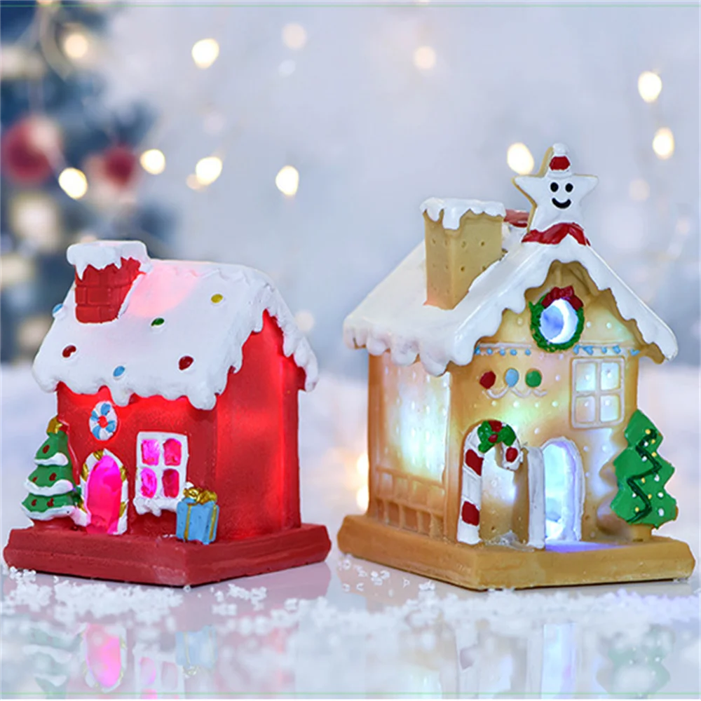 Sevimli Noel LED ışıklı Ev Reçine Masa Centerpieces Light Up Noel Dekorasyon Tatil Hediye Kek 0 süsler Pişirme