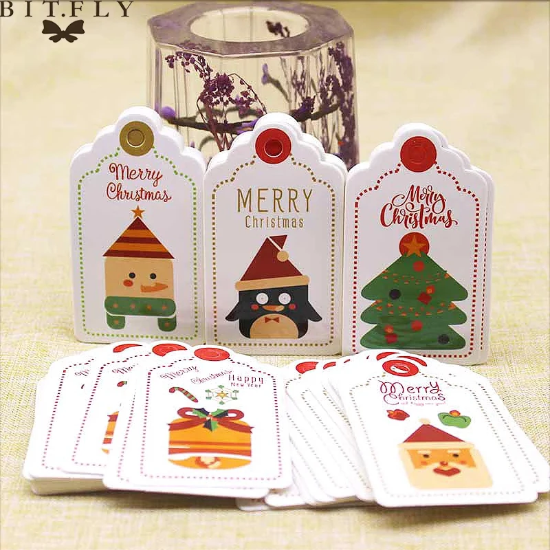 50 Adet Merry Christmas Kraft Kağıt Etiketleri DIY noel hediyesi Süslemeleri Noel giysi etiketi Halat Etiketleri Sarma Yeni Yıl Malzemeleri