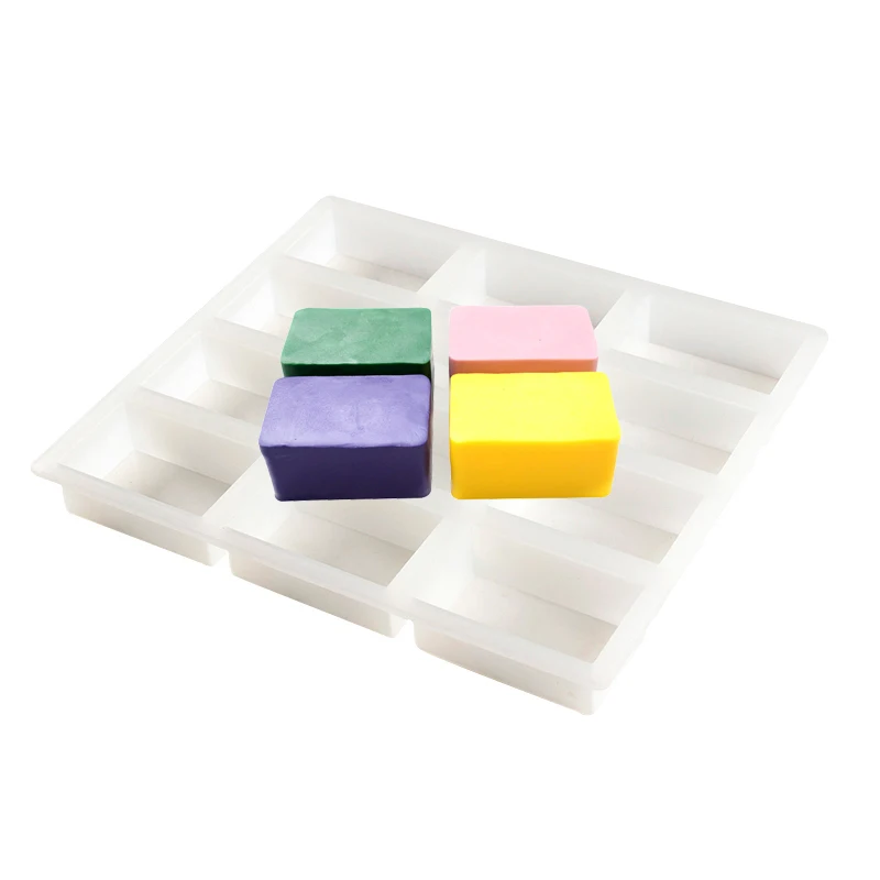 12-Cavity Sabun Kalıp El Yapımı Dikdörtgen Loaf Bar Silikon Kalıp 6-oz Sabunlar Yapma Aracı