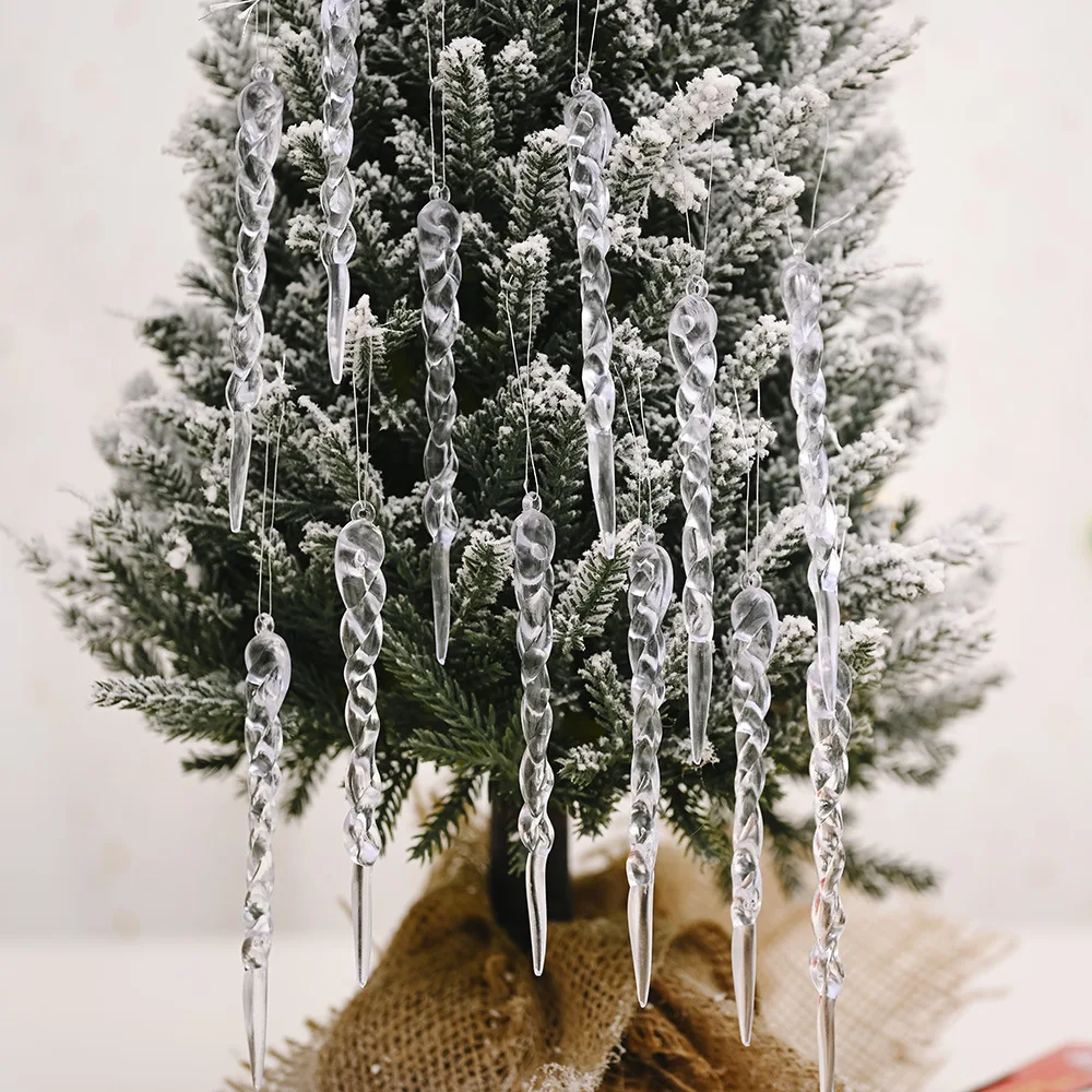 Noel 12 Adet Simülasyon Saçağı Merry Christmas Süslemeleri Ev için Noel Ağacı Süsleri Noel Süsler Yeni Yıl