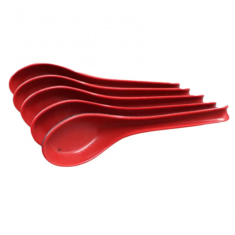 5 Adet Çift Renk Uzun Saplı Plastik Çorba Pirinç Kaşık Ev Mutfak Eşyaları Siyah Kırmızı Çorba kaşık seti Sofra