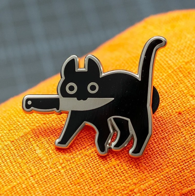 Karikatür Yaratıcı Siyah Kedi Modelleme Pop-Emaye Pin Yaka Rozetleri Broş Komik moda takı