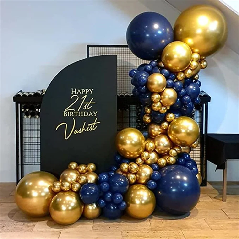 Lacivert Balonlar Kemer Garland Kiti Krom Altın Balonlar Düğün Mezuniyet Doğum Günü Partisi Noel Yeni Yıl Dekor