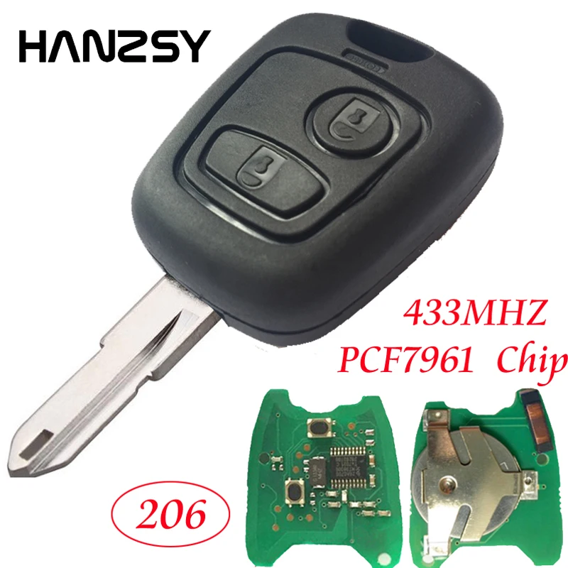 PEUGEOT 206 İçin 2 düğmeli uzak anahtar Araba Anahtarı Çip İle PCF7961 ID46 433MHZ ve devre ve NE73 Kesilmemiş bıçak Komple Kontrol anahtarı