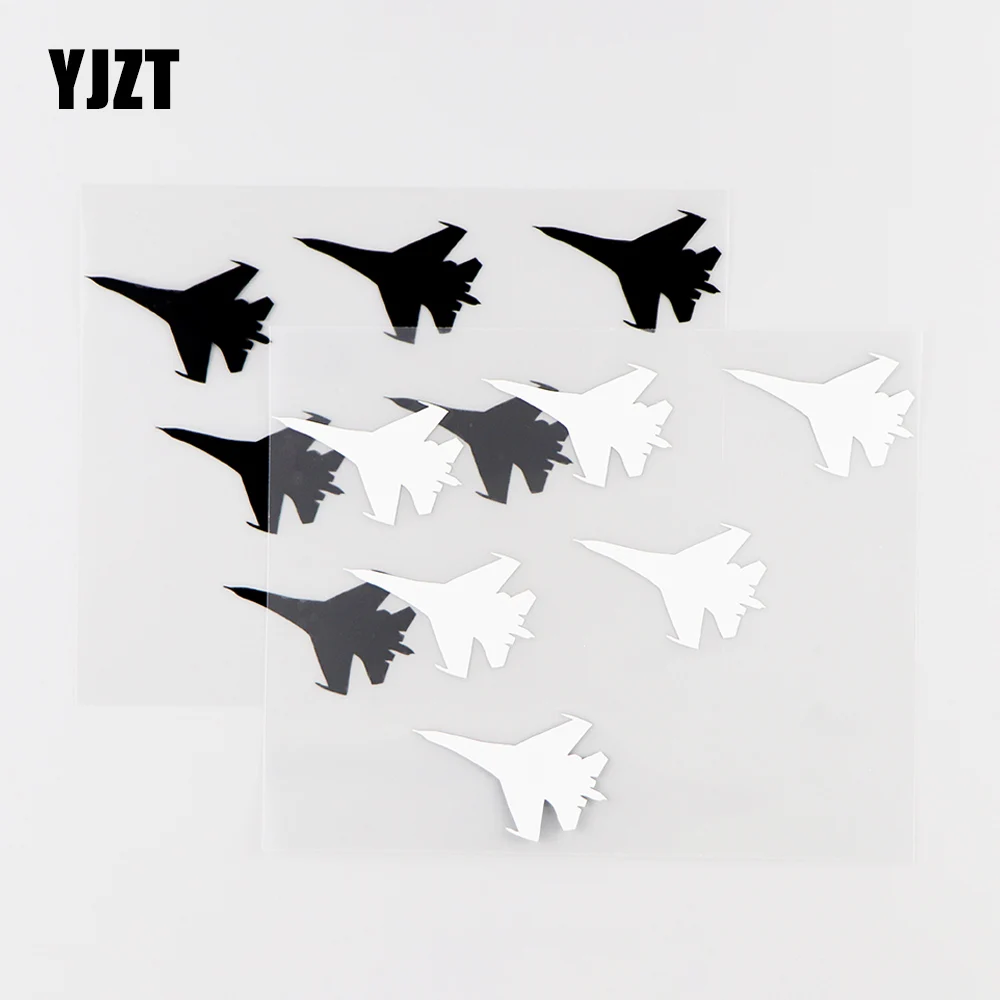 YJZT 16. 5X12. 5CM Uçak Fighter Vinil Çıkartmaları Araba sanat dekoru Kişilik Araba Çıkartmaları Siyah / Gümüş 10A-0034