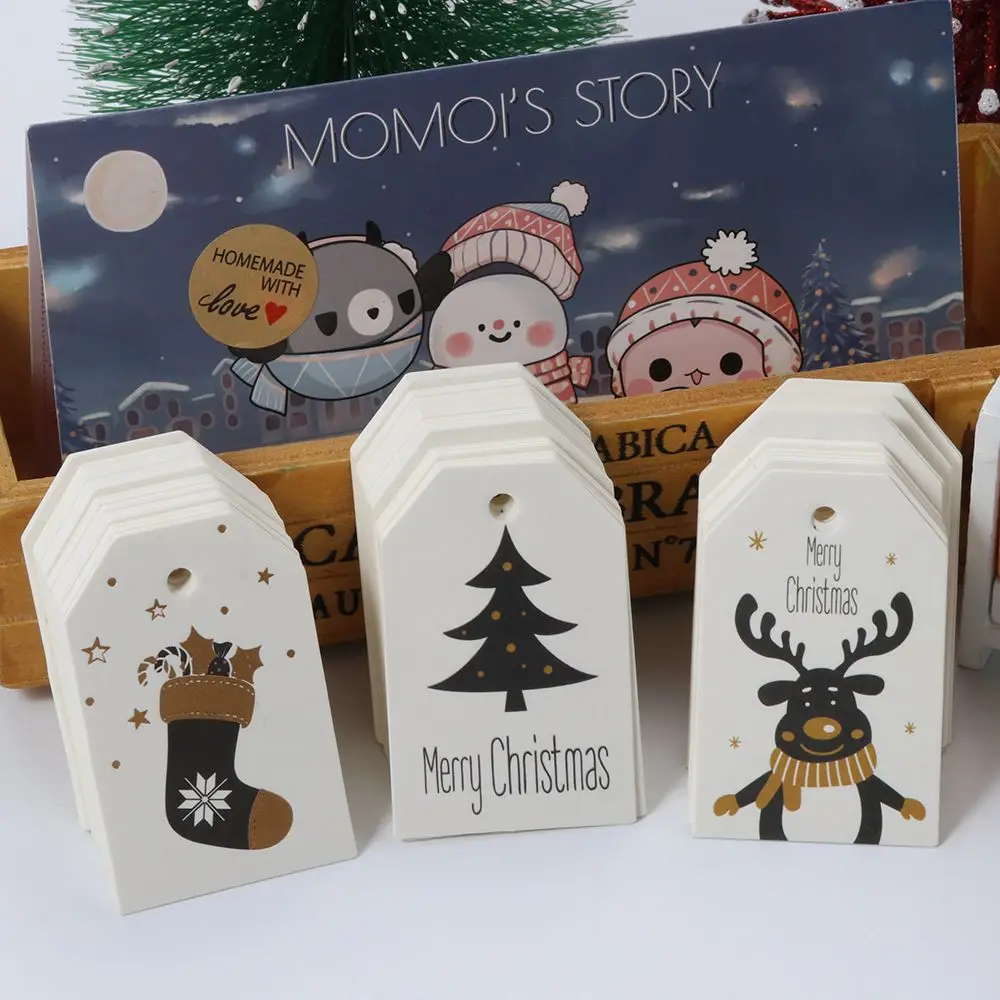 50 ADET Noel Etiketleri Kraft Etiketi Kraft Kağıt askılı etiketler Parti Kartları Hediye Sarma noel dekorasyonları DIY Ambalaj Malzemeleri