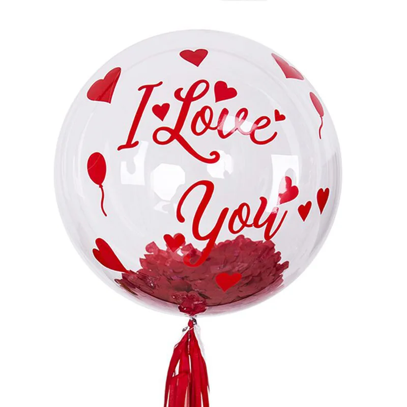 1 takım Sevgililer Günü Balon Sticker Kırmızı Seni Seviyorum Bobo Balon Sticker Kalp balon çıkartmaları Düğün Doğum Günü Partisi Dekorasyon