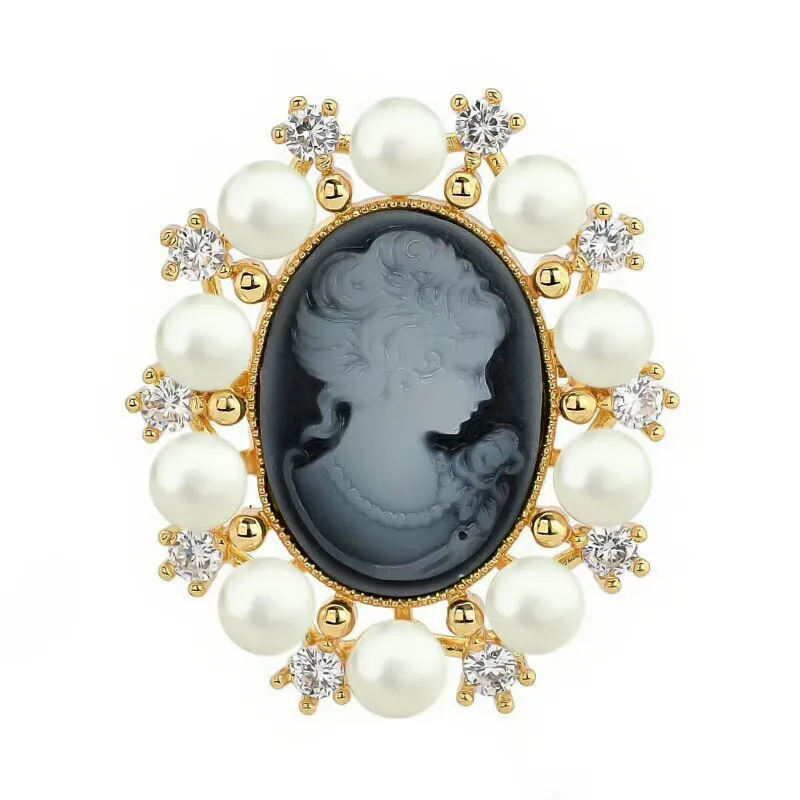 UTEİ Vintage Viktorya Tarzı Cameo Broş Yüksek Kalite Kristaller Ve Inci kadın giysisi Takı Aksesuarları Takı Pin