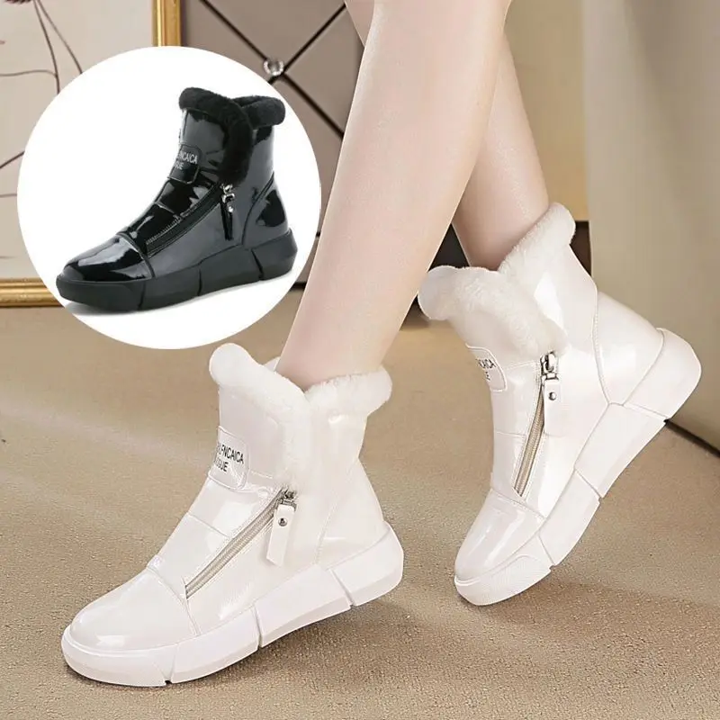 Kış kadın ayakkabısı 2022 yeni moda kısa çizmeler artı kadife yüksek top sneakers sıcak pamuklu ayakkabılar kar botları kadın trend