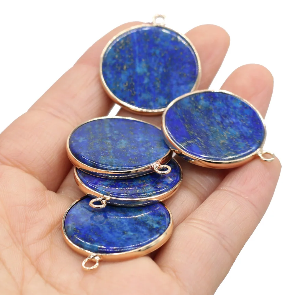 Doğal Taş Kolye Yuvarlak Lapis lazuli Kolye Yapımı uğurlu takı Kolye Küpe Kadınlar için Hediye